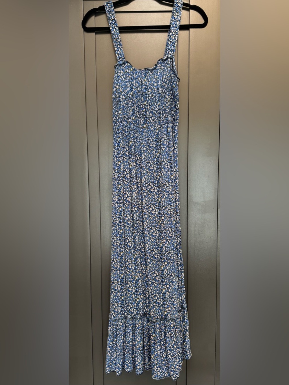 Urban outfitters Small Boho Blue Floral Maxi Dress with fitted Bodice